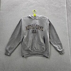 VINTAGE Notre Dame Fighting Irish Men Hoodie L Gray Embroidered Champs Fleece